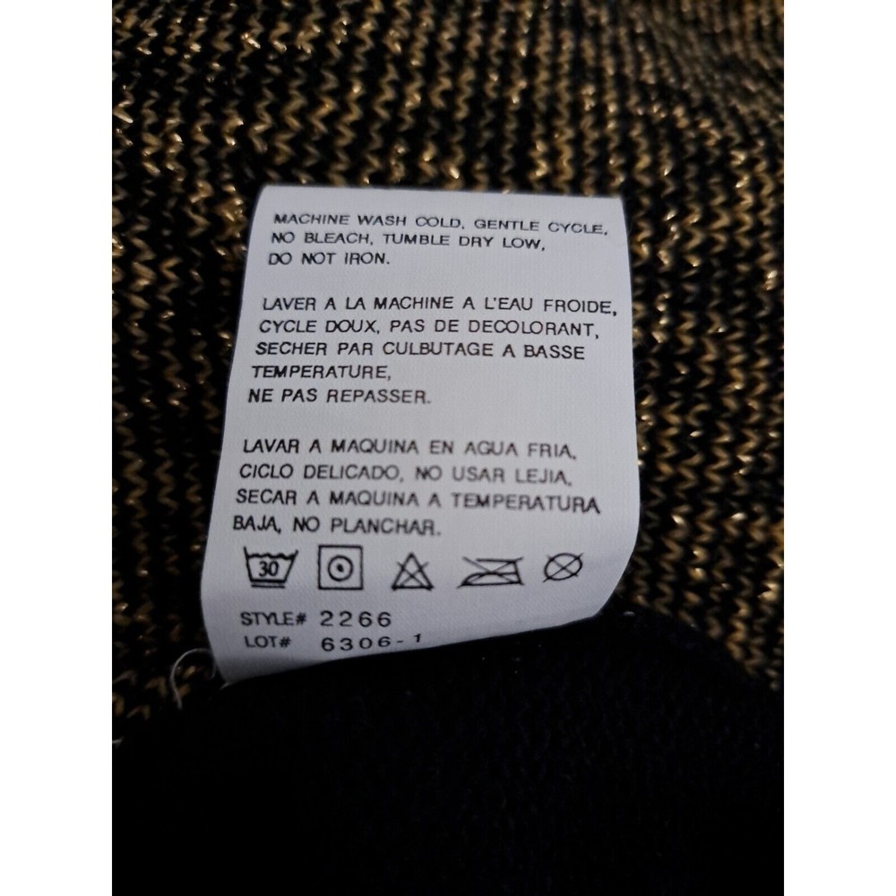 Vintage Leslie Fay Sweater Womens M Black Gold Long Sleeve NWOT - Picture 5 of 7